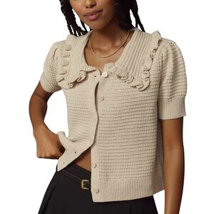 Anthropologie The Ainsley Ruffle-Collar Cardigan Sweater by Self Contrast NWT XL